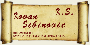 Kovan Sibinović vizit kartica
